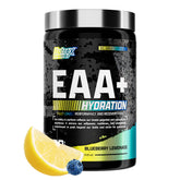 Nutrex Research EAA Hydration blueberry lemonade tub shown for full amino acid blend