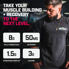 Nutrex EAA Hydration bottle in use during training with Fruit Punch flavor