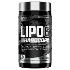 Nutrex Lipo-6 Hardcore bottle front showing energy-boosting potential for workouts