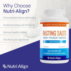 Nutri-Align Fasting Salts dosage card displaying convenient intake ranges.