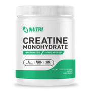 Nutri Potentia Creatine Monohydrate Powder container showing pure formula for workouts.