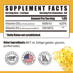 Nutri Potentia D3 K2 softgels close-up for easy daily intake.