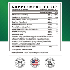 NUTRI POTENTIA Irish sea moss pills with natural blend ingredients displayed.