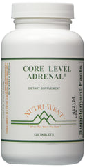 Nutri-West Core Level Adrenal 120 bottle close-up for daily wellness support.