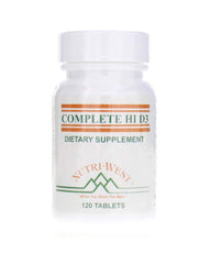 Nutri-West Hi D-3 bottle displaying 120 tablets for daily vitamin D support