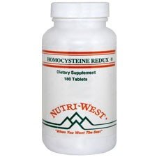 Nutri-West Homocysteine Redux bottle for daily cardiovascular balance and convenient supplementation.