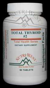 Nutri-West Total Thyroid #2 bottle with capsules and label, ideal for daily wellness.