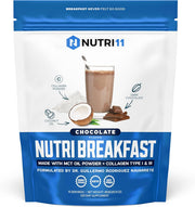 Nutri11 NutriBreakfast bottle showing keto collagen with MCT oil for steady energy
