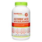 NutriBiotic ascorbic acid powder in tub highlighting immune support