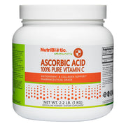 NutriBiotic ascorbic acid powder bottle pour for easy dosing and potential immune support