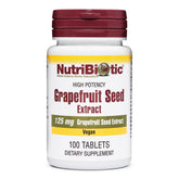 NutriBiotic grapefruit seed extract tablets in a bottle for convenient daily use.