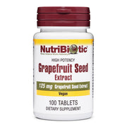 NutriBiotic grapefruit seed extract tablets in a bottle for convenient daily use.