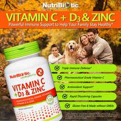 NutriBiotic label highlighting Vitamin C, D3 and zinc ingredients