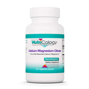 Nutricology calcium magnesium citrate bottle showcases the bone-support formula in a clean bottle.