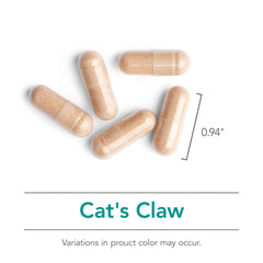 Nutricology Cat's Claw inner bark extract bottle on wooden surface