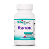 Nutricology Enzocaine Vegicaps bottle shows a vegetarian capsule blend for daily joint support