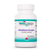 Nutricology Glutathione Complex bottle front, convenient daily detox and immune support.