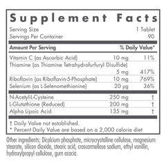 Nutricology Glutathione Complex label close-up showing quality ingredients.