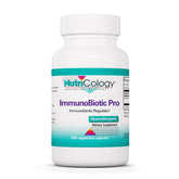 Nutricology ImmunoBiotic Pro bottle front view highlighting immune support benefits.