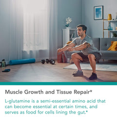 Nutricology L-Glutamine powder dissolves in water, easy dosing for flexibility.
