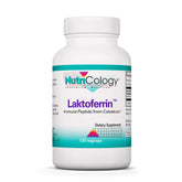 Nutricology Laktoferrin supplement bottle with capsules for immune support.