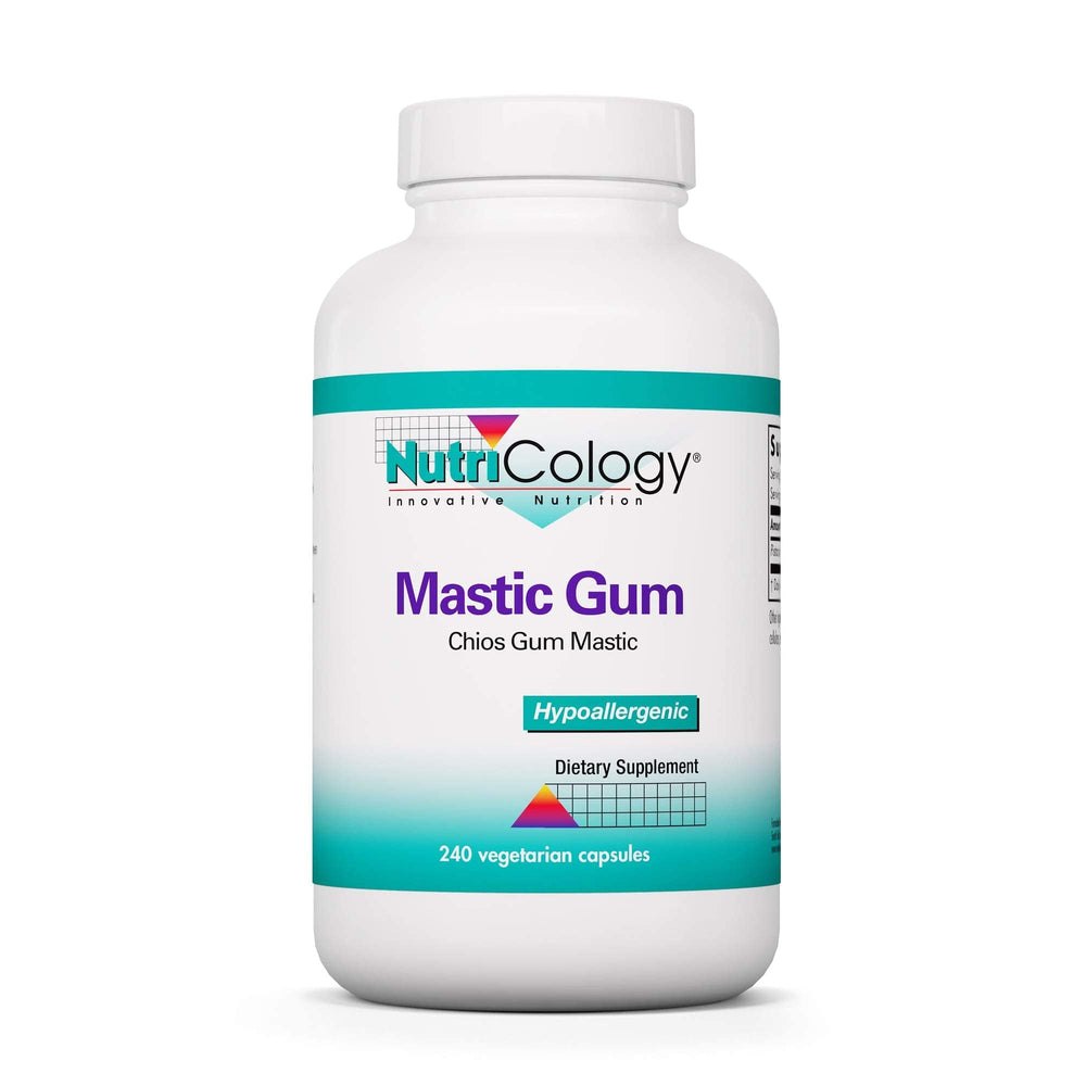 Nutricology Mastic Gum capsules in bottle support GI health.