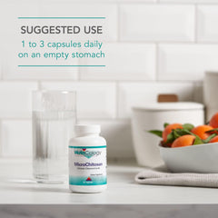 Nutricology MicroChitosan label detail featuring vegetarian capsules and hypoallergenic origins