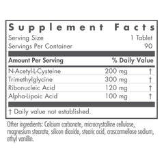 Nutricology NAC Enhanced tablet close-up highlighting 500 mg NAC per tablet.