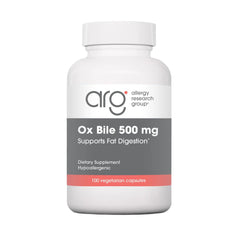 Nutricology Ox Bile 500 mg bottle top showing convenient daily use for digestion support