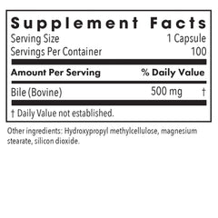 Nutricology Ox Bile 500 mg capsules closeup of easy-to-swallow Vegicaps