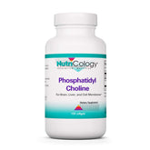 Nutricology phosphatidylcholine softgels bottle-front view for daily liver wellness.