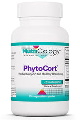 Nutricology PhytoCort bottle with capsules for daily respiratory support