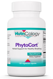 Nutricology PhytoCort bottle with capsules for daily respiratory support