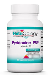 Nutricology Pyridoxine P5P bottle — activated vitamin B6 supporting amino acid metabolism.