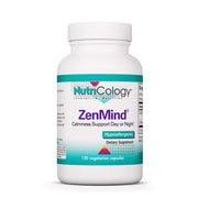 Nutricology ZenMind bottle on a shelf signaling day and night calm support