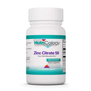 Nutricology Zinc Citrate supplement bottle with clean label for immune support.