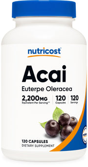 Nutricost Acai Extract cápsula de 550 mg para uso diario vegetariano.