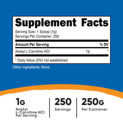 Nutricost Acetyl L-Carnitine scoop included for precise daily dosing.