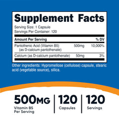 Nutricost acido pantotenico 500 mg etiqueta – etiqueta legible para verificar calidad