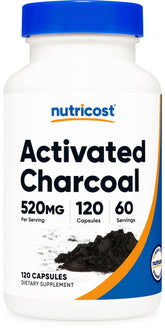 Nutricost Activated Charcoal bottle front for easy daily use in wellness routines.