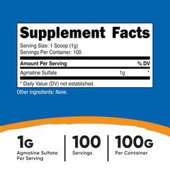 Nutricost Agmatine: cuchara incluida para porciones fáciles y precisas.