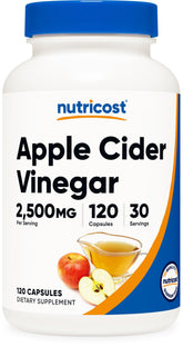 Nutricost Apple Cider Vinegar bottle front with label, emphasizing daily convenience