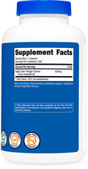 Nutricost Apple Cider Vinegar Capsules serving layout indicates one capsule per serving.