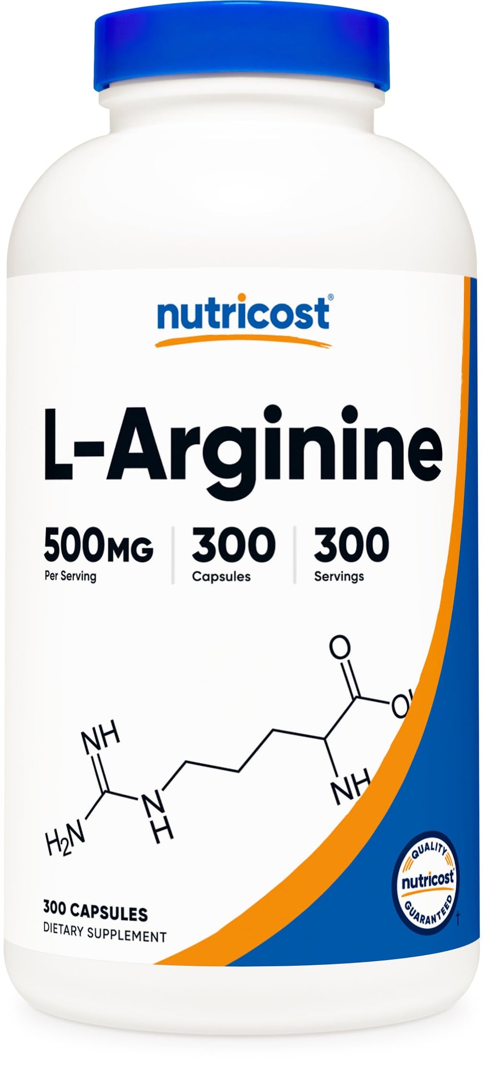 Nutricost L-Arginine 500mg bottle front view for metabolism-related support