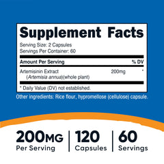 Nutricost Artemisinin capsules close-up, vegetarian-friendly daily supplement
