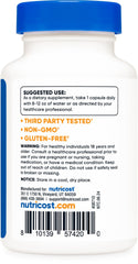 Nutricost Ashwagandha ingredients on label highlight purity and potency.