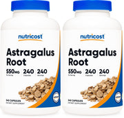 Nutricost astragalus capsules bottle showing 550mg dose for daily use
