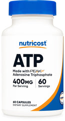 Nutricost ATP supplement bottle front with Peak ATP for daily energy support.