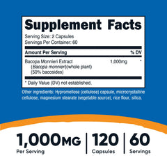 Nutricost Bacopa Monnieri capsules arranged for easy daily use