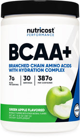 Nutricost BCAA Hydration Green Apple bottle ready for workout recovery and refreshment.